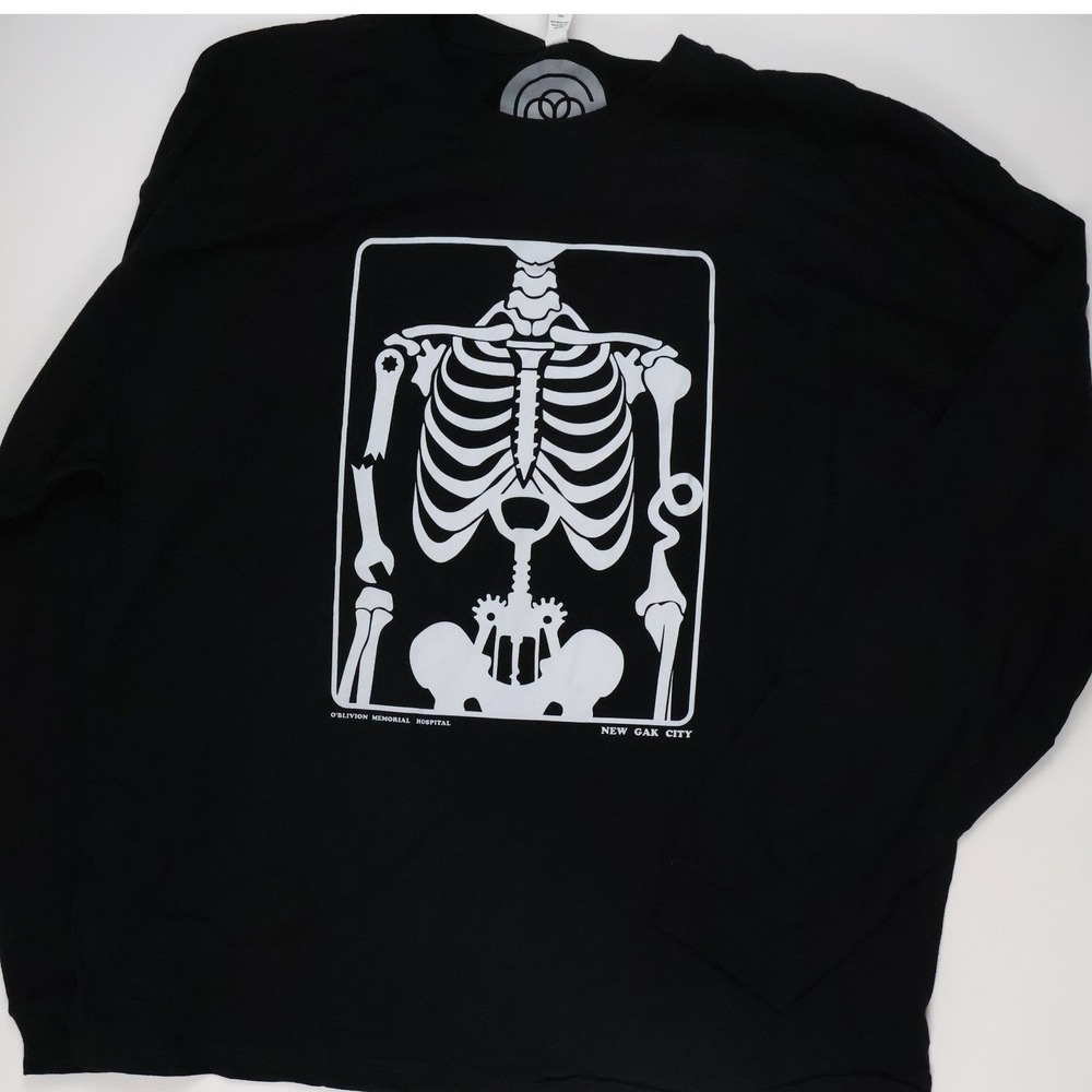 Cotton Bureau Long Sleeve Shirt Skeleton X-Ray Black Graphic 2XL NEW